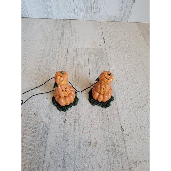 Lemax Pumpkin Jack O'Lantern stack Halloween village accessory set - Picture 2 of 6